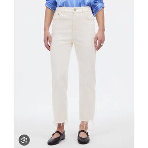 Madewell '90s Straight Crop Jean Tile White Sz 27 High Rise Raw Hem NQ179